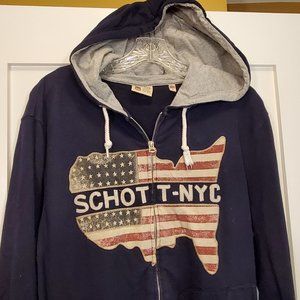 Schott NYC Sweatshirt Zip Hoodie American Flag L